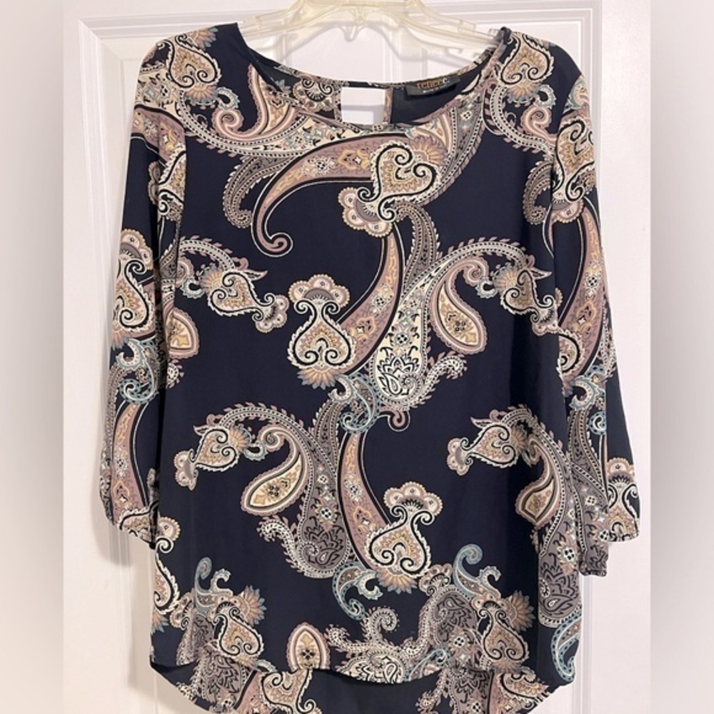 L renee_c paisley 3/4 length sleeve blouse